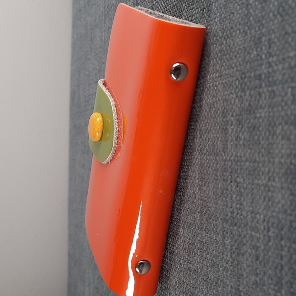 Patent Leather Orange Green Wallet Business Card Credit Cards Photos - Picture 3 of 6